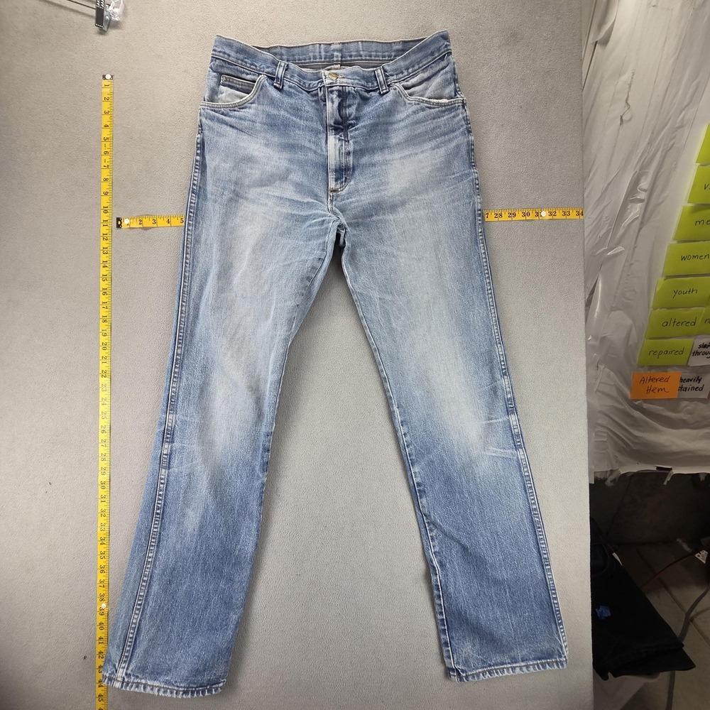 Vintage Wrangler Jeans Mens Blue Regular Straight Light Wash Fits 34x34